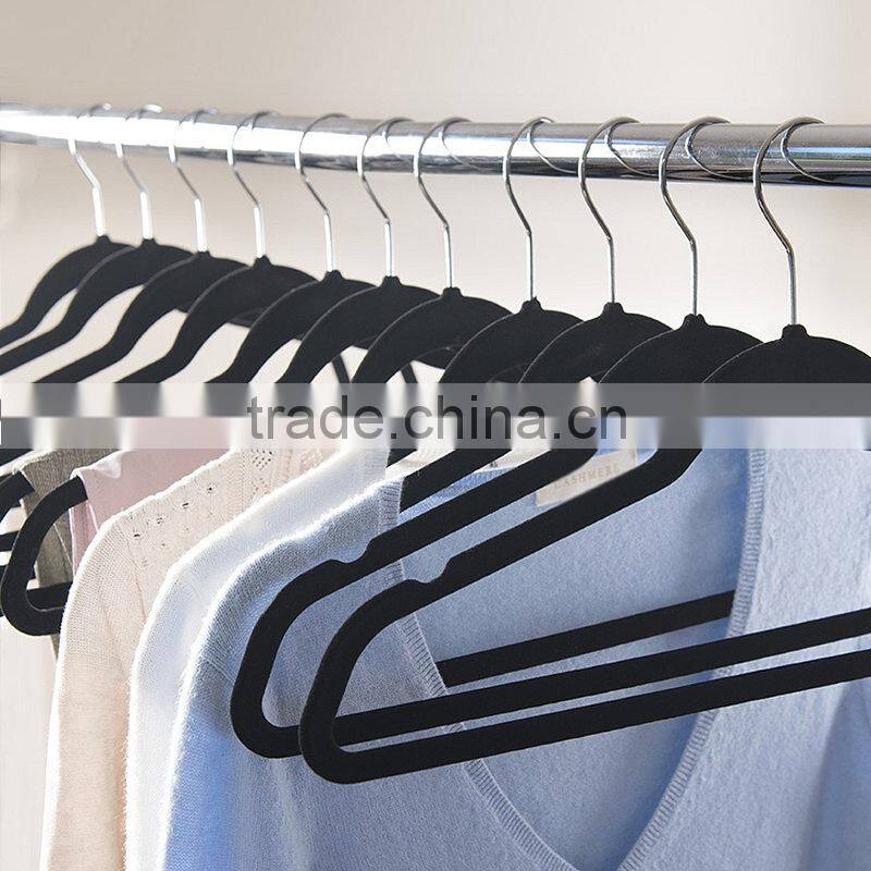 Non-Slip Velvet Clothes Hangers with Notched Frames, Suit Hanger, Flocked Hanger