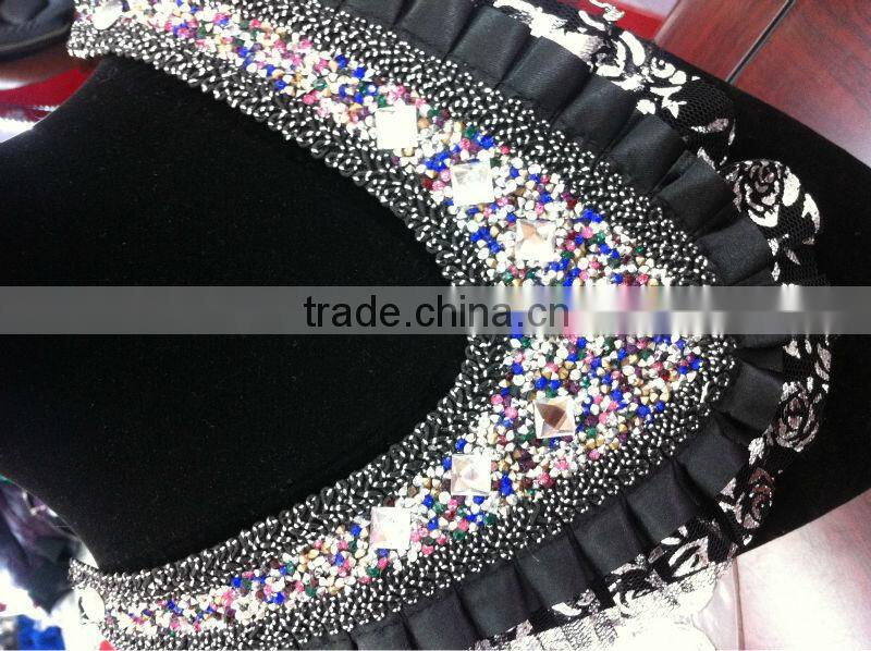 Nice quality hot fix handmade embroidered with stones and beads