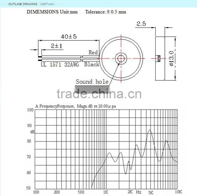 3 wire piezoelectric ceramic sound buzzer