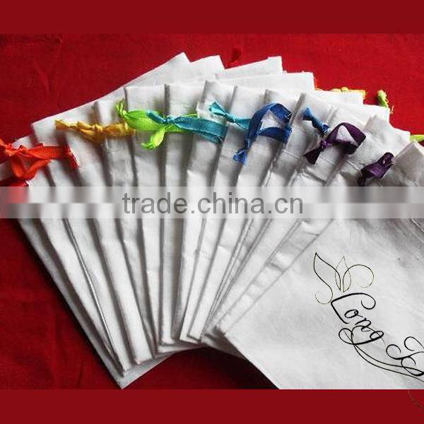 drawstring cotton bag with white cord/string