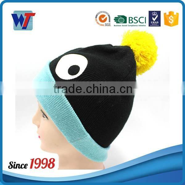 Black and red wooly knit cool beanies pom beanie mens hats with ball on top