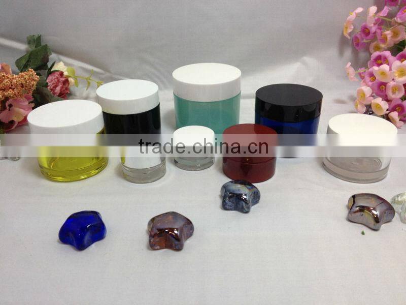 Round plastic type bamboo cosmetic jars for skin care cream use