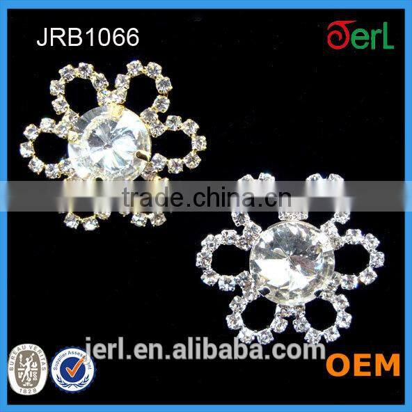 China fancy flower metal fashion rhinestone button wholesale