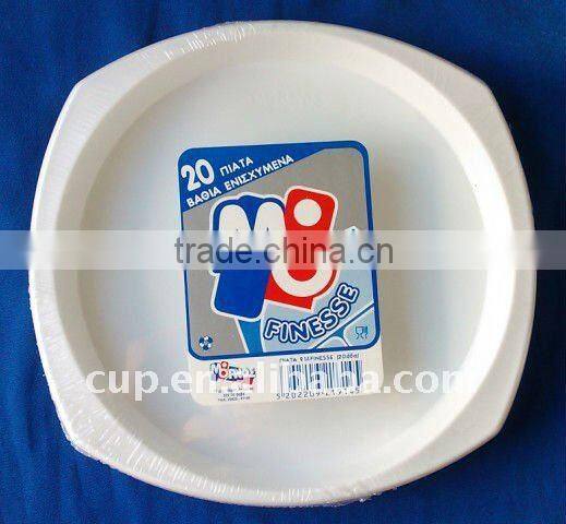 23X24cm square round white plastic fruit plate