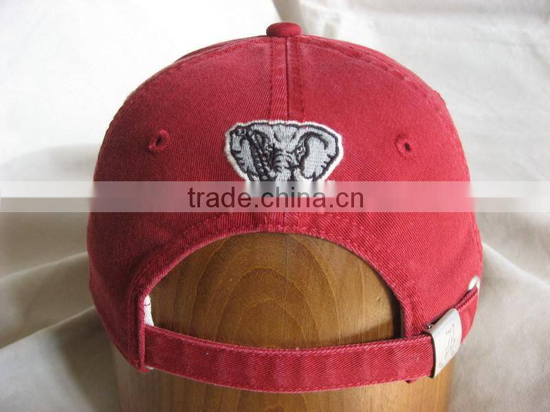 Washed cap with six panels and six eyelets