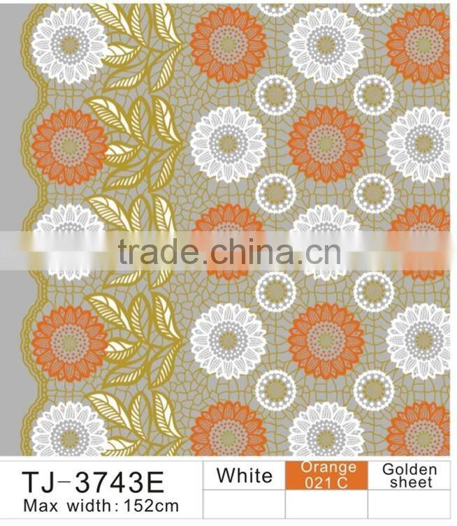 TJ-3743 Transparent emboossed tablecloth with golden & silver