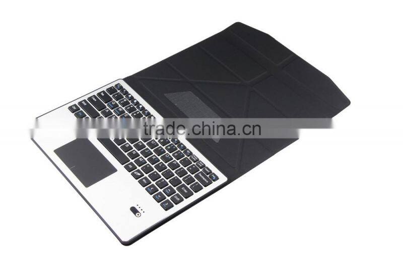 Super Slim aluminum bluetooth keyboard leather case for 10.1 tablet