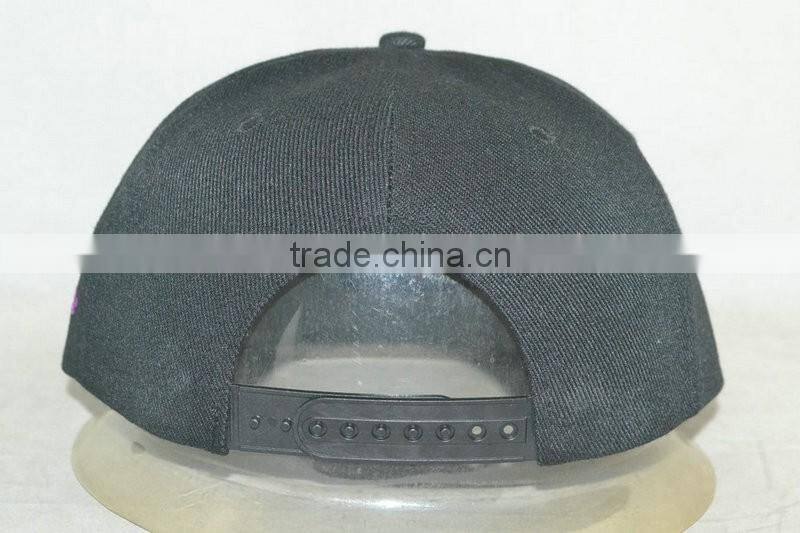 Professional custom 6 panel black 100% acrylic front logo embroidery 58 cm size