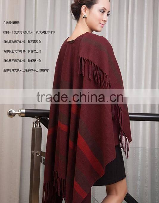fashion mens acrylic cashmere feel poncho shawl