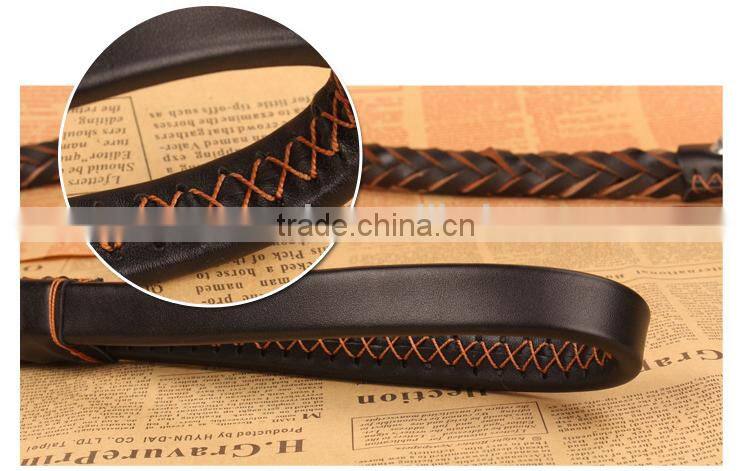 High Quality Customized Braided Leather Dog Leashes for Medium or Large Dogs, Genuine Leather Pet Collars and Leashes
