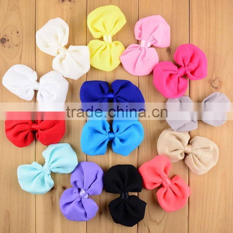 Chiffon Fabric Hair Bows Tie Wholesale hair pin chiffon bow flowers