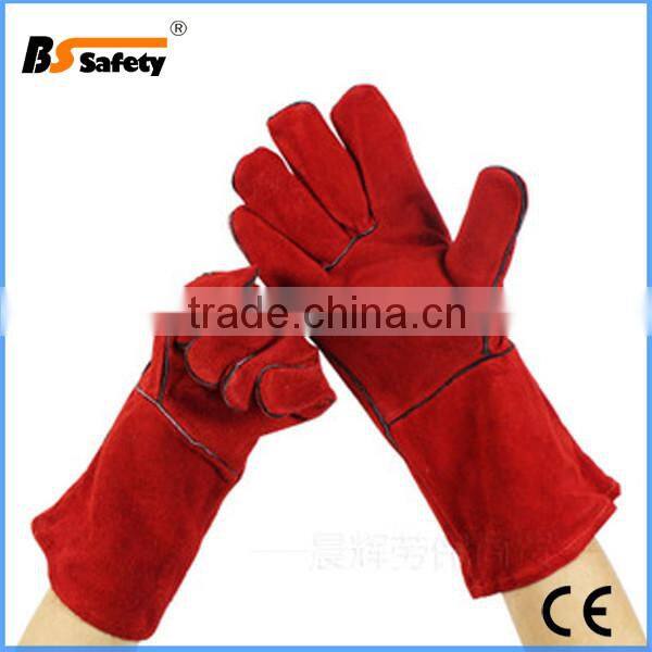 BSSAFETY A/B grade COW SPLIT LEATHER long red welding gloves