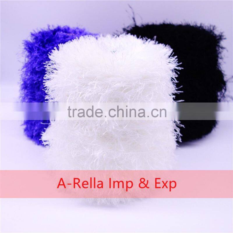 100% polyester feather yarn , with heat setting , crochet yarn