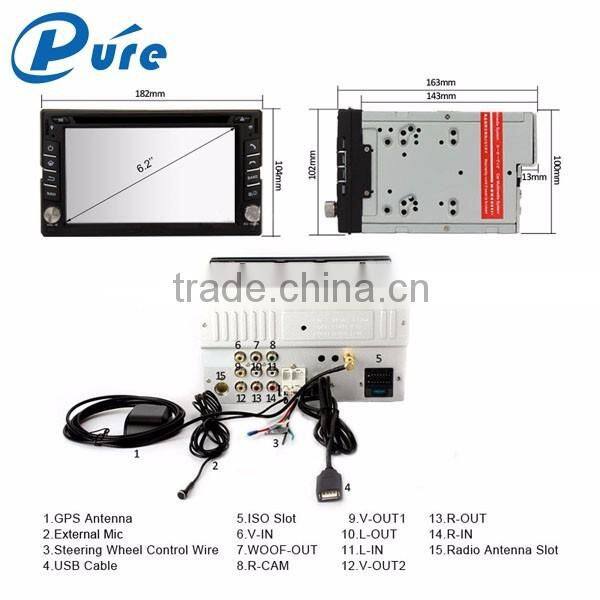 Wince 6.0 OS car dvd player 6.2 inch car navigation system with gps bluetooth dvd car audio