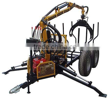 Hot sale1-12ton log trailer with crane log trailer with grapple Grab wood machine
