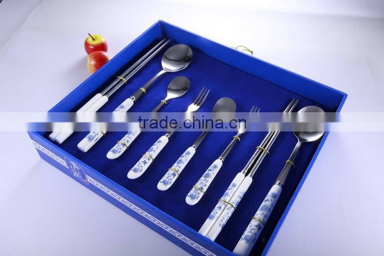 custom royal style half tang stainless steel flatware with ceramic flatware
