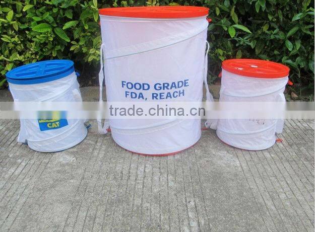 pet food bag printed nylon foldable pop up spiral collapsible pet food bag pet food bin