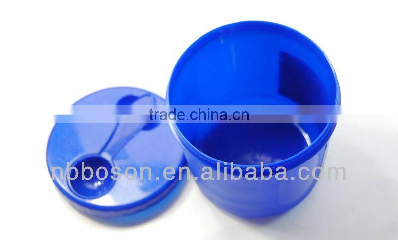 1.3L cylindrical plastic storage with spoon