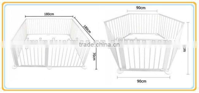 New Model 6 Panel Side Foldable wooden baby playpen