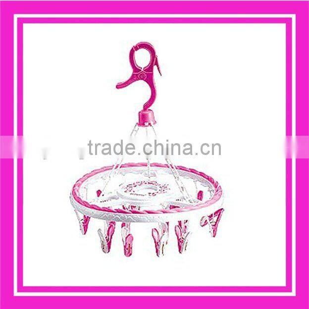 Round shape plastic clothes peg hanger with 18 clips