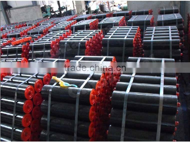 conveyor carrying roller set with steel frame.