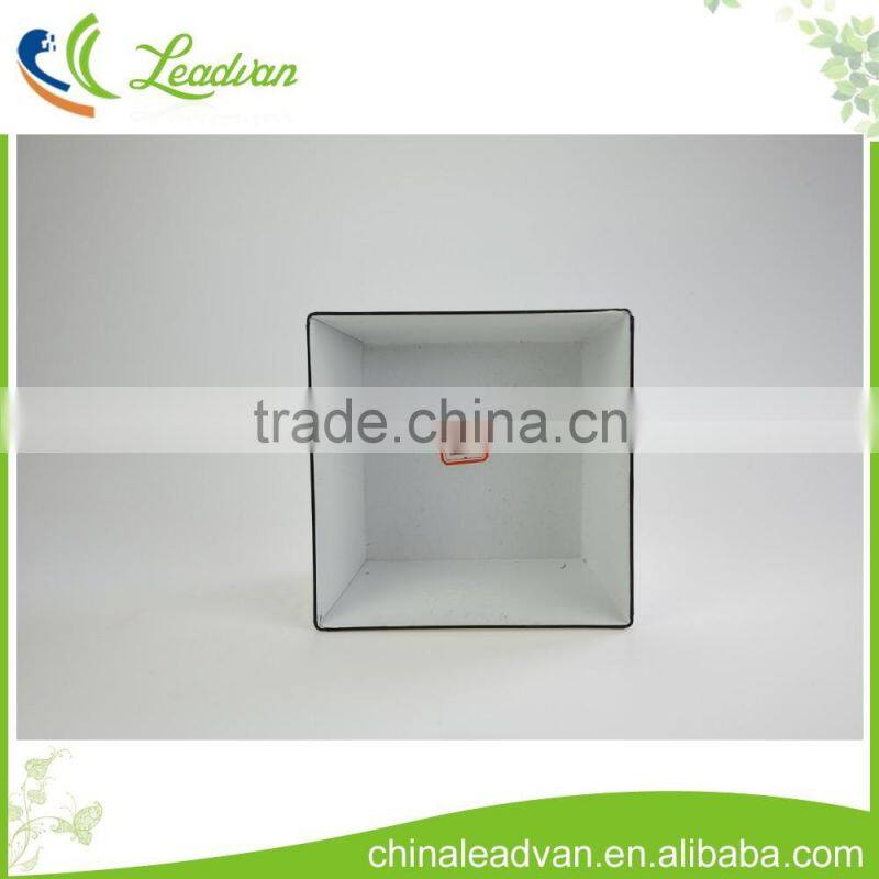 Wholesale reusable large white square galvanized metal flower pots and vases