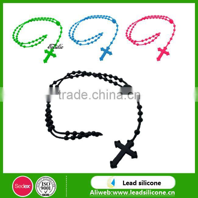 Colorful cross shape silicone necklaces