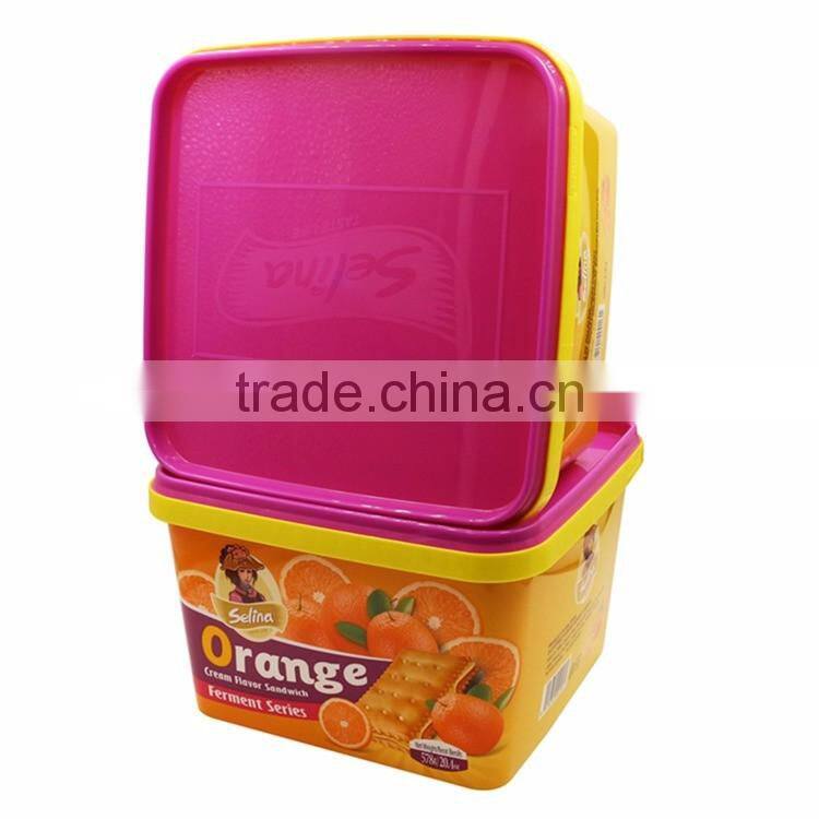 Wholesale Food Storage Container 32 oz Bucket with Logo, Rectangular Cookie Bucket with Lid