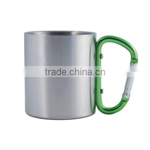 stainless mug with carbiner handle 220ml