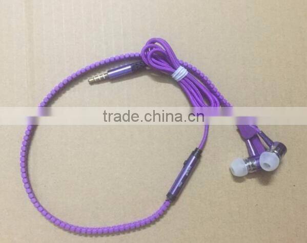 Creative Zipper Metal Earphone OEM luminous Earphones