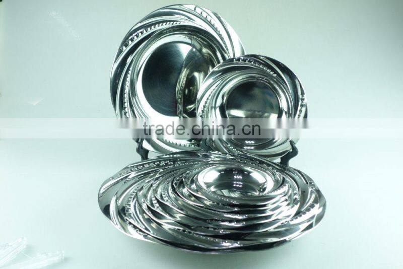 round plate stainless steel soup plate with multi size