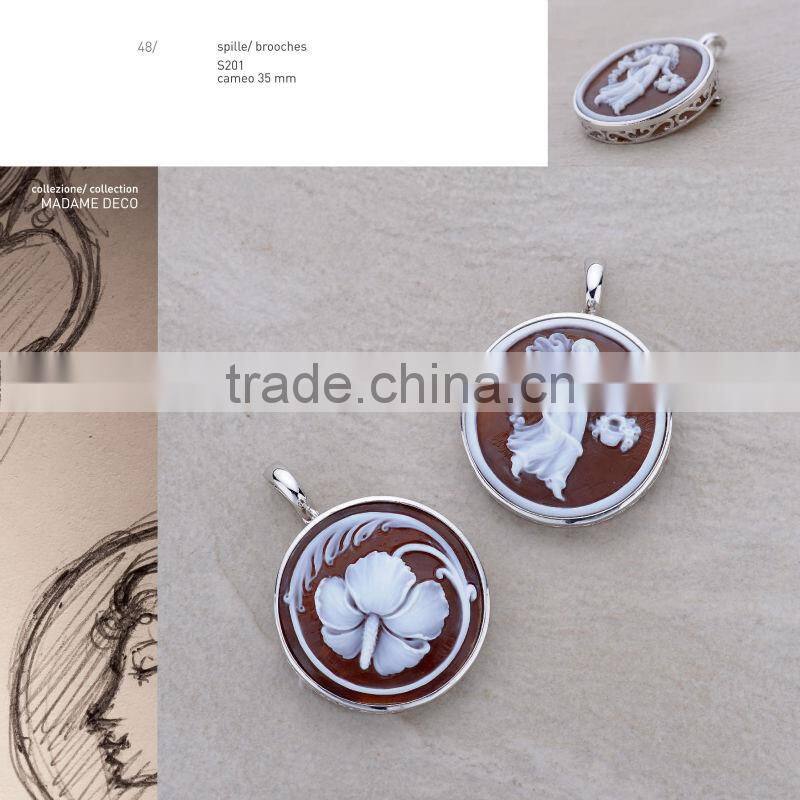 Wholesale 925 Sterling Silver Elegant Middle East Handmade Cameo with Pearl Earrings Made in Italy O905 cameo 11mm