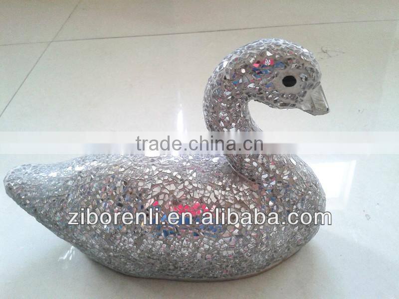 Fabulous Trendy Glass Ornament Silver Mosaic Swan Christmas Gift