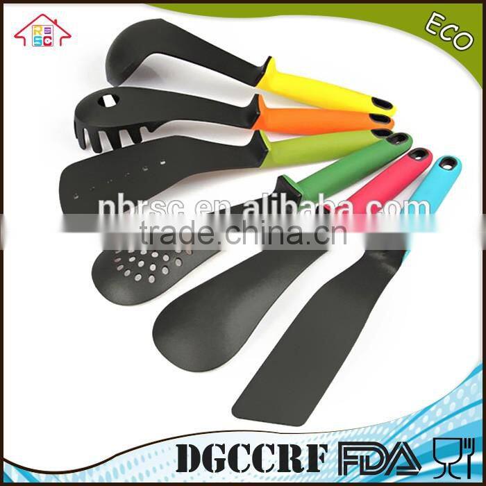 NBRSC High quality set of 6 pieces colorful nylon kitchen utensils set Ladle Slotted Strainer Spatula Spoon solid