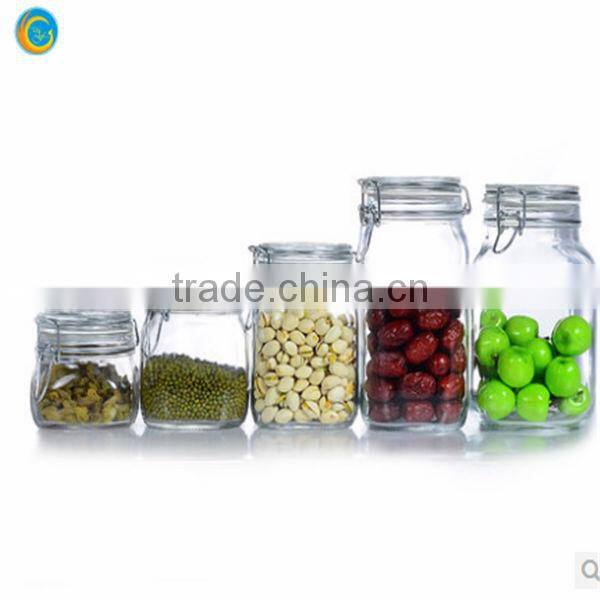 Glass jam jar with screw metal lid