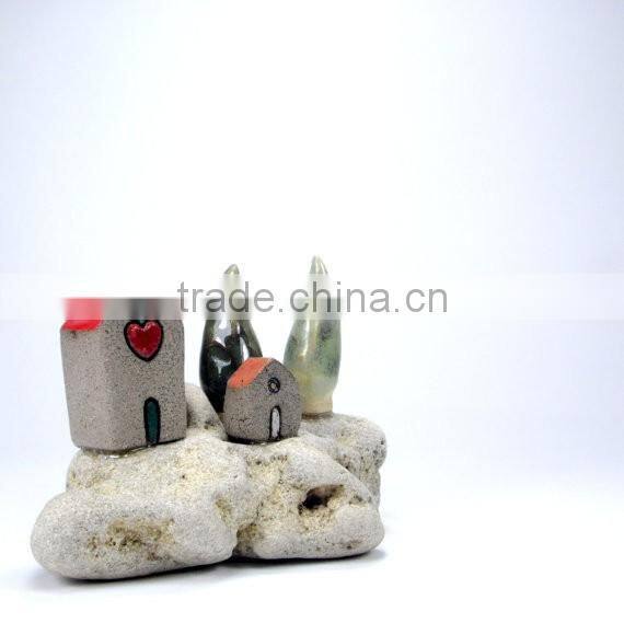 Little village sculpture , Rustic home decor , Beach houses