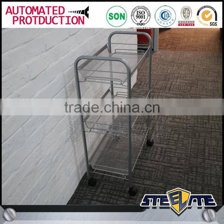 Cheap kitchen vegetable carts kitchen trolley with metal basket