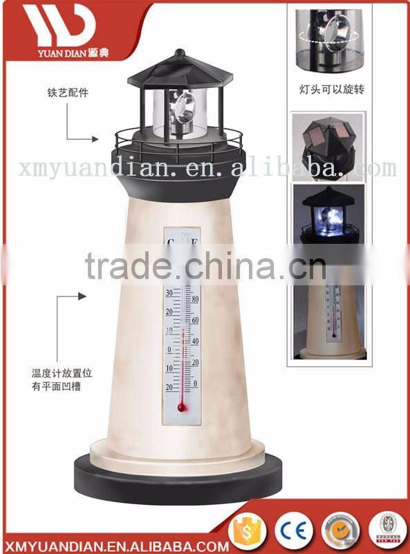 Solar Lighthouse Garden Stake Light with Revolving Beacon Garden Sunlight Solar Lighthouse Garden Decoration with thermometer