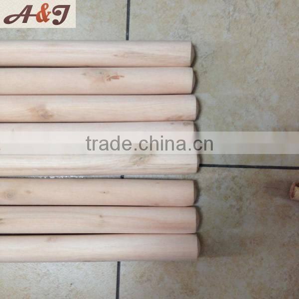 Wood color broom stick with metal screw