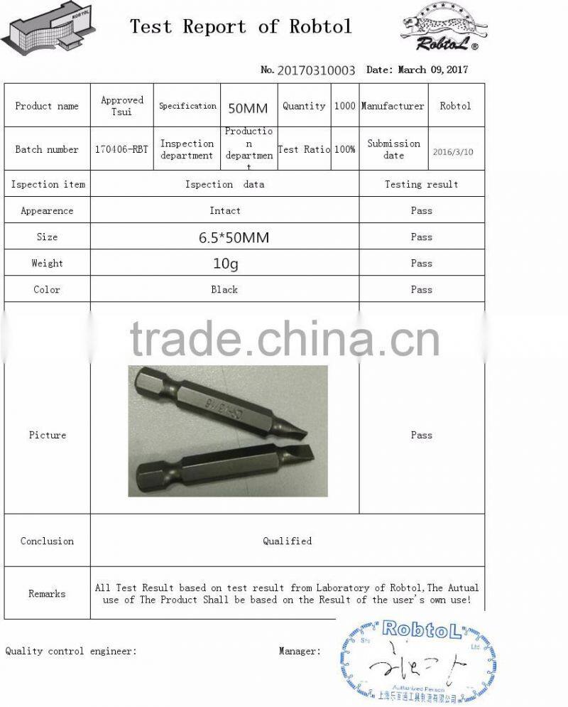 6.5*50mm S2 steel magnetic head screwdriver bits hex shank PH1 PH2 electric air pneumatic