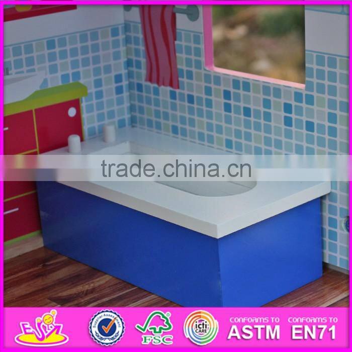 2016 new design girls pretend play super model wooden dollhouse W06A151