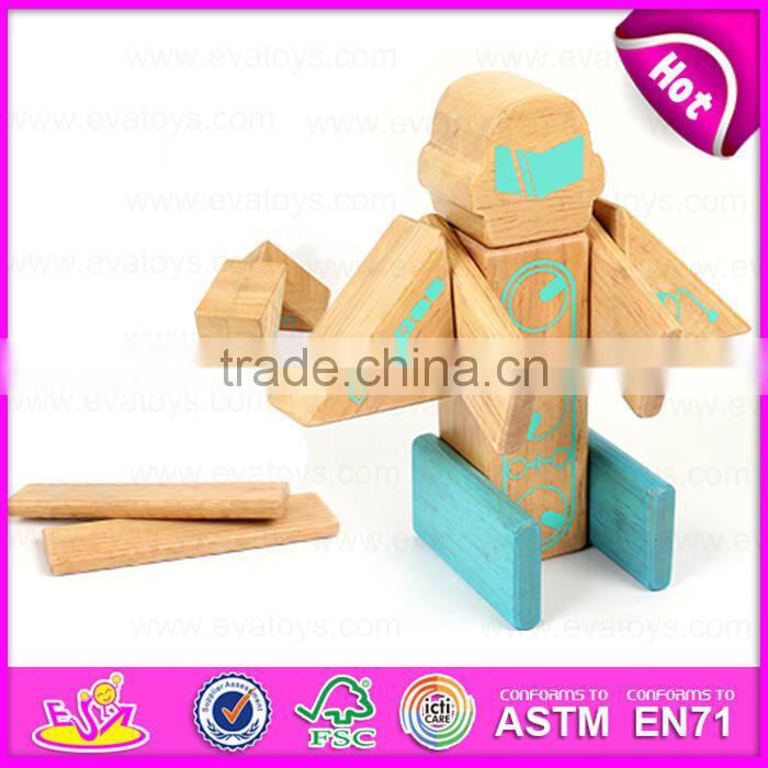 3D Construction set small flexible magic wooden robot,Educational Toy Wooden Robot Kit for children W03B046