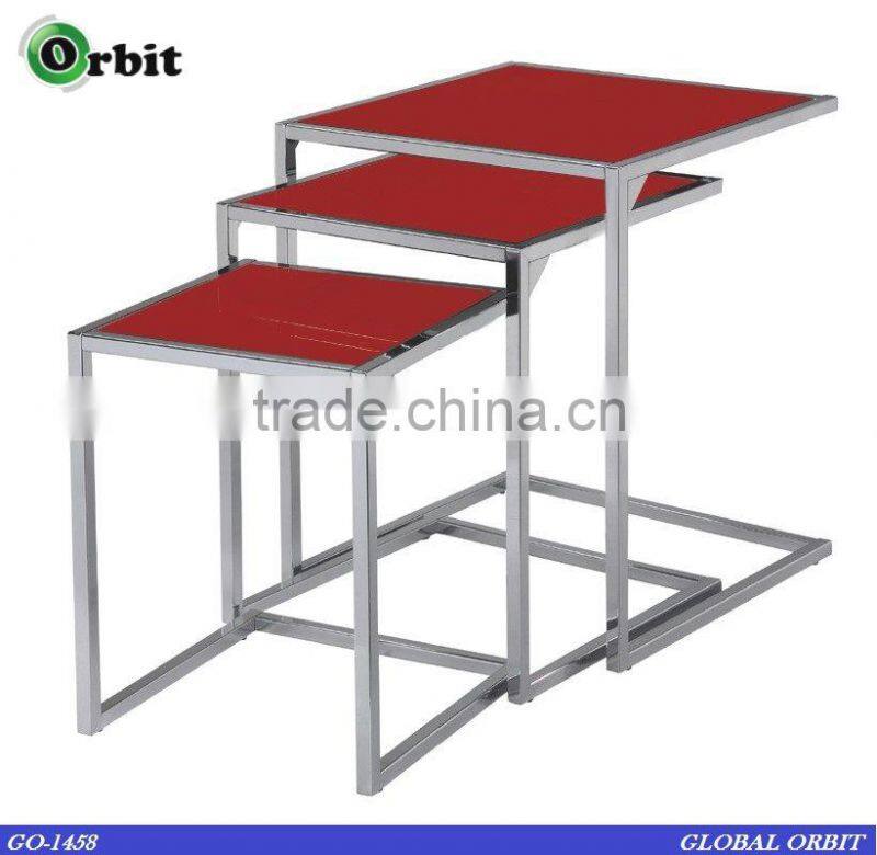 Modern Nesting Table Living Room Square Tea Table Tempered Glass Table