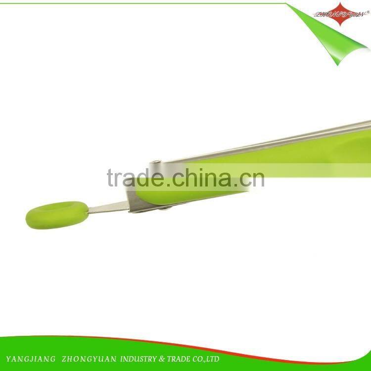 ZY-H3014 New Fashion Eco-Friendly Food tongs for children Green 12"utensil tongs