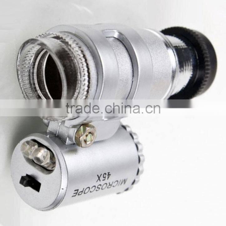 Brand new 45x mini adjustable portable microscope with 2 LED