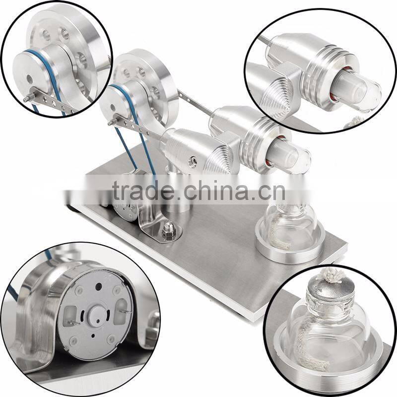 Stainless steel Mini Hot Air Stirling Engine Motor Model Educational Toy Kits