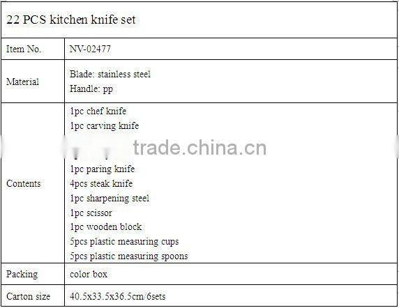 22PCS kitchen knife set