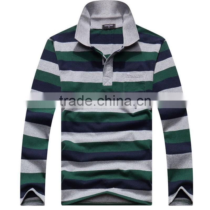 custom new design colorful men long sleeve polo t shirt factory