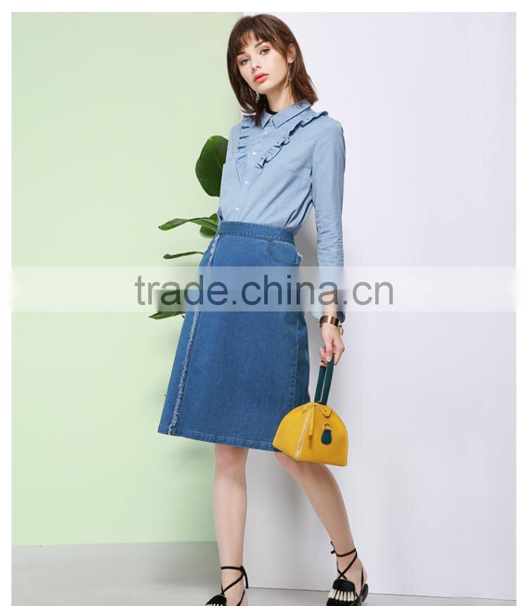 Summer High waist half skirt female cowboy Printed Fashion Casual Women skirt