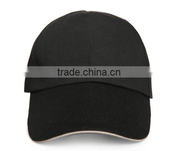good quality black embroidery 100%cotton snap back 6-panel baseball hat and cap
